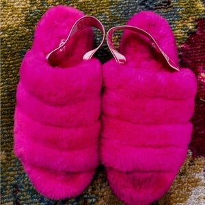 UGG Women's Vibrant Pink Fluffy Slippers